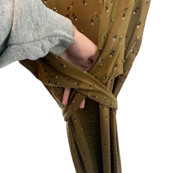 Garnet Hill Womens Ditzy Floral Faux Wrap Maxi Dress Size M Forest Fairy Earthy - Picture 12 of 16